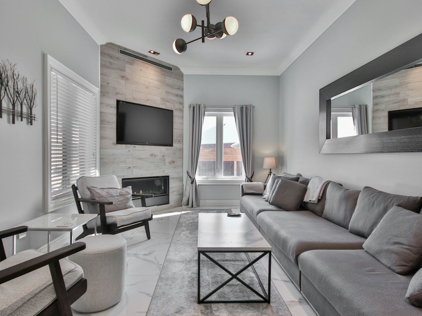 Finished living room in a completed property
