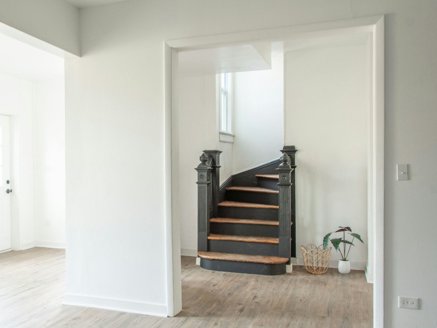 Freshly refurbished hallway with a period staircase